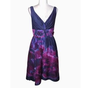 LELA ROSE Target Neiman Marcus Silk Blend High Low Floral Purple Party Dress 10